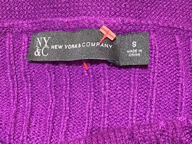Pacific&Co NY & Fringe Purple oversized Sweater cable knit wide 3/4 sleeve women size S