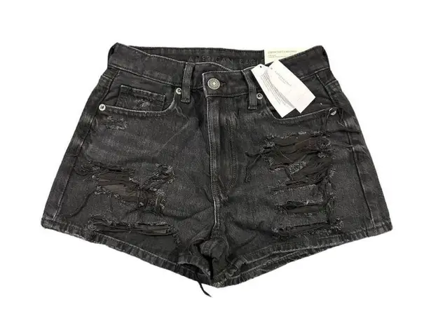 American Eagle  Shorts Women's Size 00 Crossover Waist Distressed Black Denim NEW