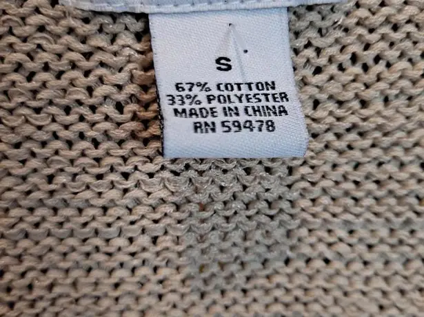 carole little Tan Knit Snap Closure Belted Sweater Size Small