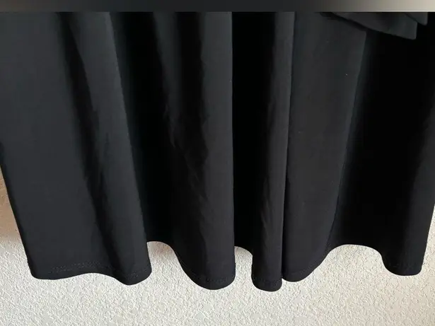 Tahari Drape Front Faux Wrap Sleeveless Black Dress