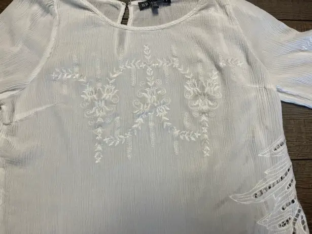 Brixon Ivy floral embroidered lace trimmed boho festival 3/4 sleeve blouse M