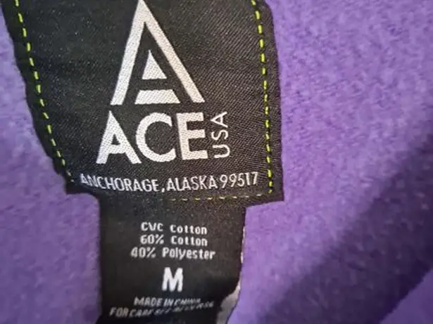 ACE USA Lavender and Gray 1/4 Zip Flower Collared‎ Sweatshirt Size Medium