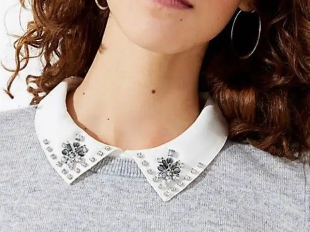 The Loft  Rhinestone Embedded Collar Sweater