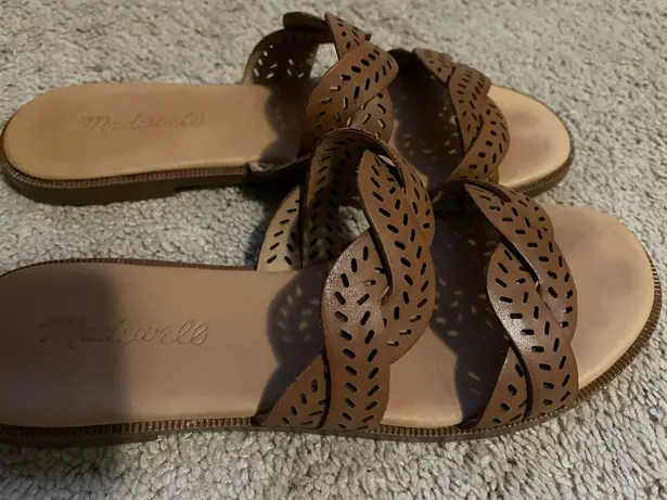 Madewell Brown Eyelet Double Strap Sandals