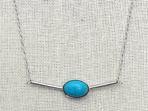 Stainless Steel Bar Necklace with Turquoise