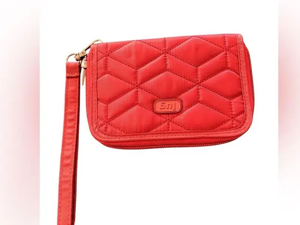 Lug Rodeo Legacy Zip A Round Dark Red Wristlet Wallet Quilted Logo Pockets ID