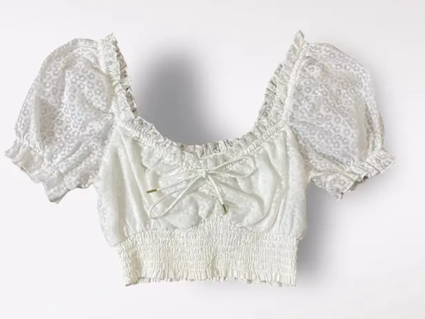 Finders Keepers Eva Top Womens Size Medium White Sheer Floral