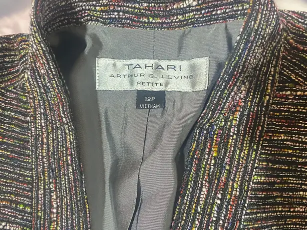 Tahari ARTHUR S. LEVINE PETITE Blazer Metallic Tweed Mix Colors Women size 12 P