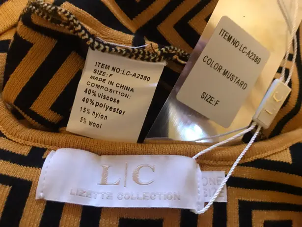 Lizette Collection 2-Piece Black & mustard Jacquard Monogram Crop Top & Skirt Set one size