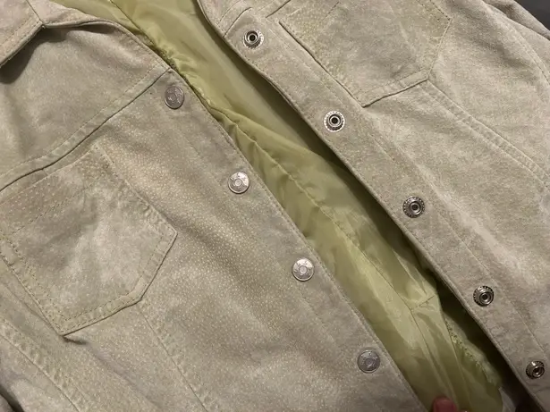 Live a Little Y2K 100% Leather Sage Green Leather Button Jacket