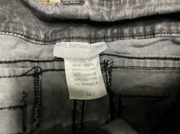 Soft Surroundings Y2K hip hugging acid wash floral embroidered rhinestone stretch skinny jeans 28