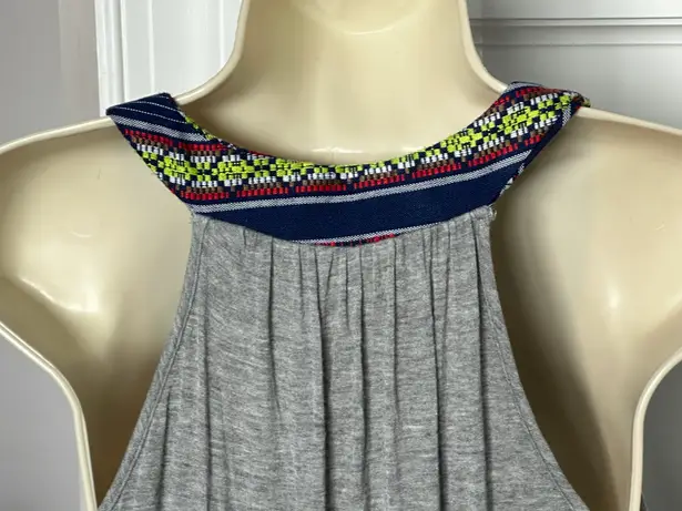 Pinkblush Sz S Cute Casual Sleeveless Dress Gray W Denim Type Trim