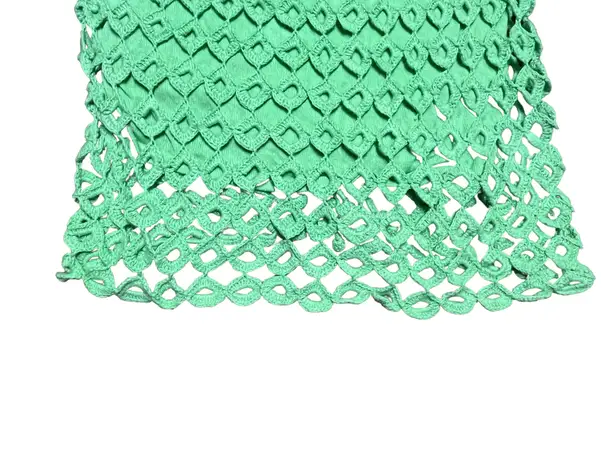 Unique Vintage Vintage Y2K crochet diamond pattern open knit crew neck sweater green small