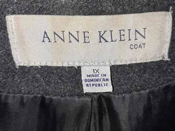 Anne Klein  Gray Wool‎ Blend Hooded Pea Coat Size 1X