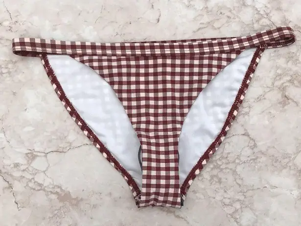 Topshop White and Brown Gingham Cheeky  Bikini Swim Bottoms