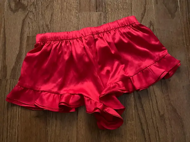 Victoria's Secret Like new Victoria’s secret red satin ruffle mini low rise sleep shorts 