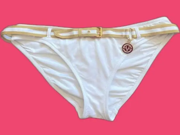 Victoria's Secret Vintage Y2K Victoria’s Secret Angels White/Gold Belted Charm Bikini Bottom