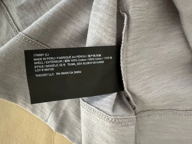 Theory  Tilma Scoop Neck Tee in Slubbed Cotton Shadow Grey. Size L. MSRP $85 - Image 10