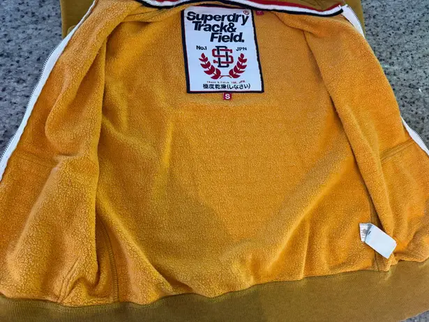 Superdry Track & Field Zip Hoodie in Mustard size Small Vintage