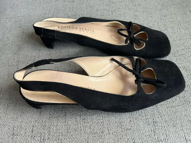 Bottega Veneta suede sling back kitten heels
