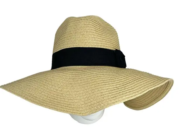 Gap  Womens Packable Sun Hat Wide Brim Beige Black New