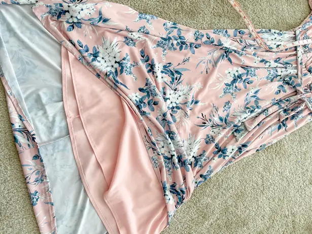 Pinkblush Maternity Pink and Blue Floral High Low Wrap Dress