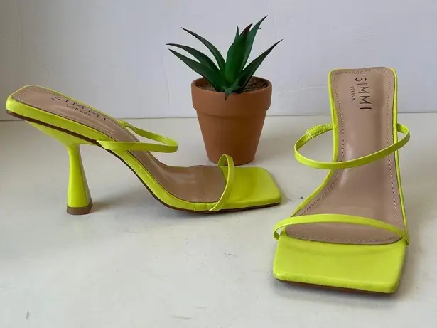 Simmi Strappy Heeled Sandals Womens Shoes Sz 5 Flourescent Spool Heel Festival