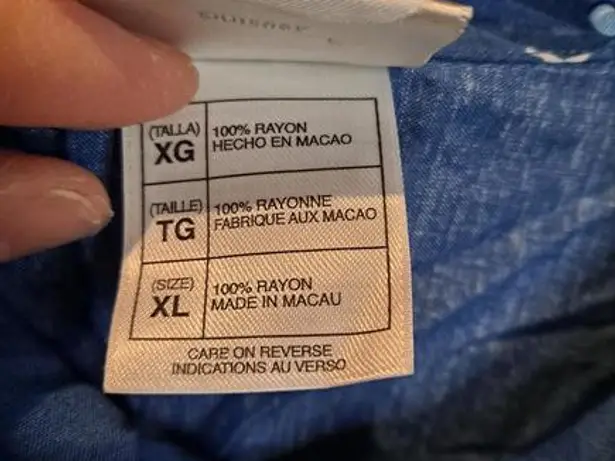 Disney Characters Blue Button Up Hawaiian Shirt Size XL