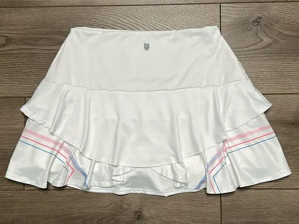K-Swiss 13” White Layered Tennis Skirt Skort Pockets Size Medium
