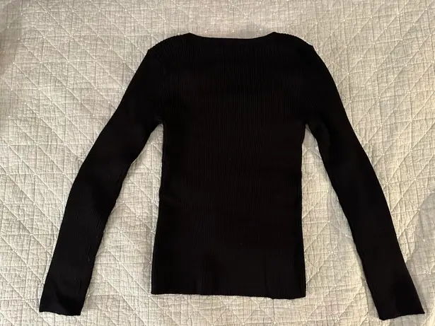 Nine West Black Rib Sweetheart Sweater