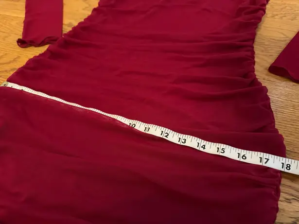 Bear Dance Ruched mesh asymmetric midi dress size M