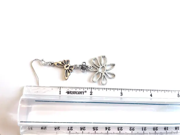 Earrings Flower Butterfly Earrings Silver 3” Drop Dangle Rare Handmade