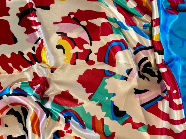 VTG RETRO Abstract Multicolor artwork Square oversized silky scarf 35’/35’ Multiple