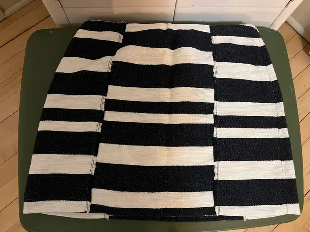 Loft Blue And White Striped Frayed Skirt