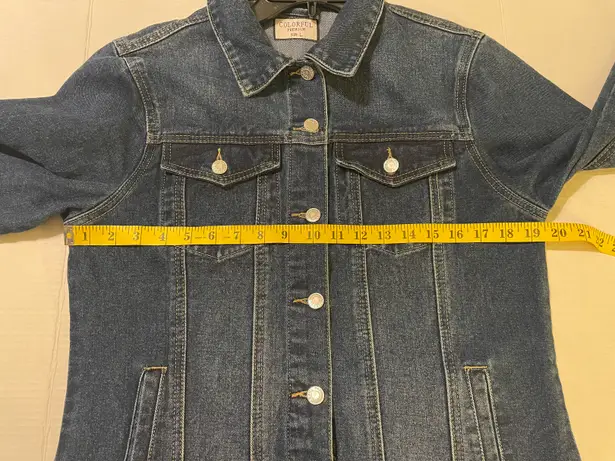 Colorful Premium Longline Dark Denim Button Duster Coat Jacket Blue Size L