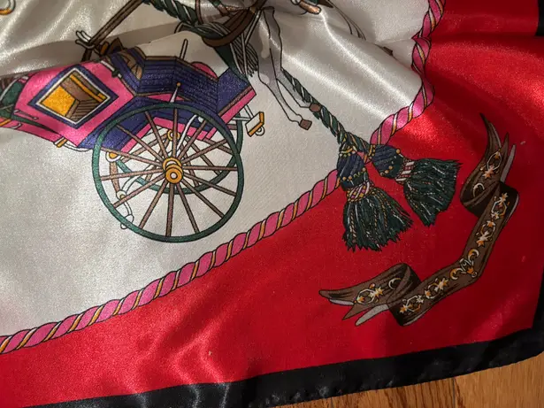 Vintage Royal EQUESTRIAN Horses and Carriages oversized square Silky Scarf 35/35 Multiple
