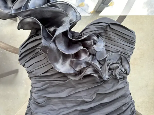 Cinderella Design One Shoulder Ruffle Evening Gown Prom Dress in Black - Size XL