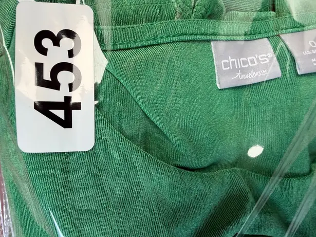 Chico's  Travelers 2-Piece Set Green Long Sleeve Top & Pants Size 0P