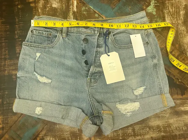 Eunina Short Denim Olivia Distressed Ultra High Rise Mom Short M NWT
