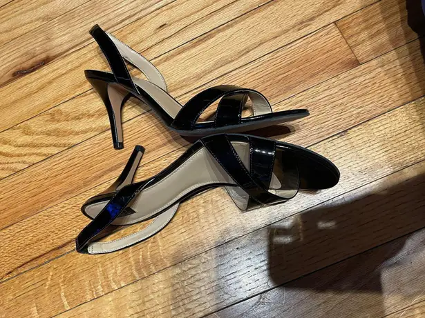 G.I.L.I. Got it Love it Loren Leather Slingback Sandals crisscross straps Glossy Shiny Party Prom Club Date Black Size 8.5