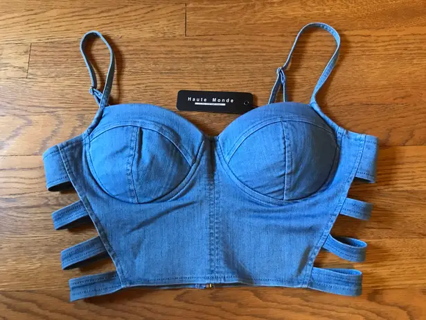 denim Cut Out Sides bustier Top Size M Blue Size M