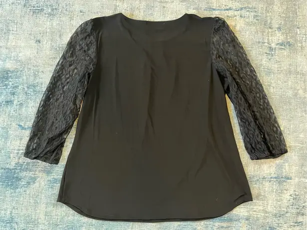 Kasper Black Keyhole 3/4 Sleeve Lace Top XL