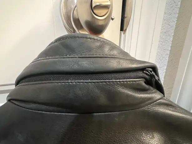 Andrew Marc Vintage 90s Black Cowhide Leather Trench Coat Jacket