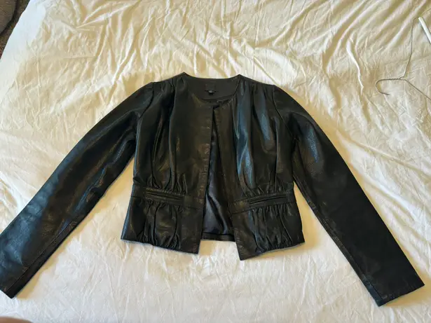 The Moon Heart Star Vintage Fitted Ruched Leather Jacket