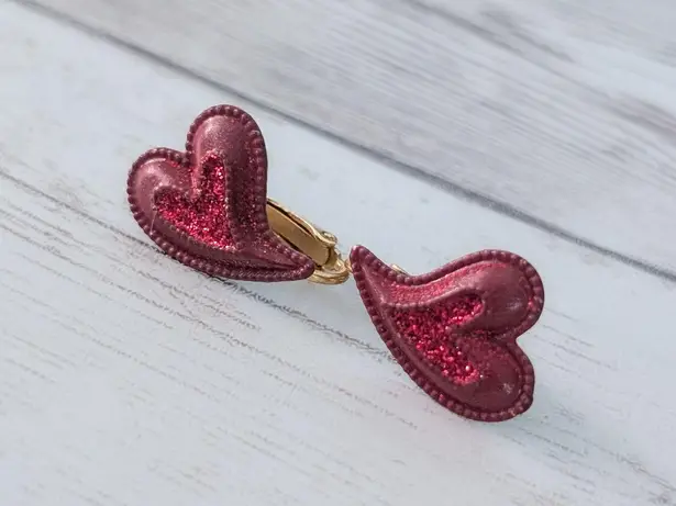 Vintage Clip On Earrings Valentines Hearts