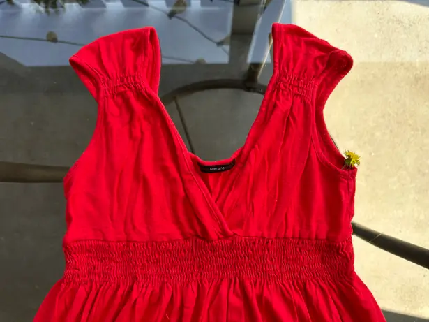 Soprano Surplice Sleeveless Casual Mini Summer Sun Dress in Red - Size Medium