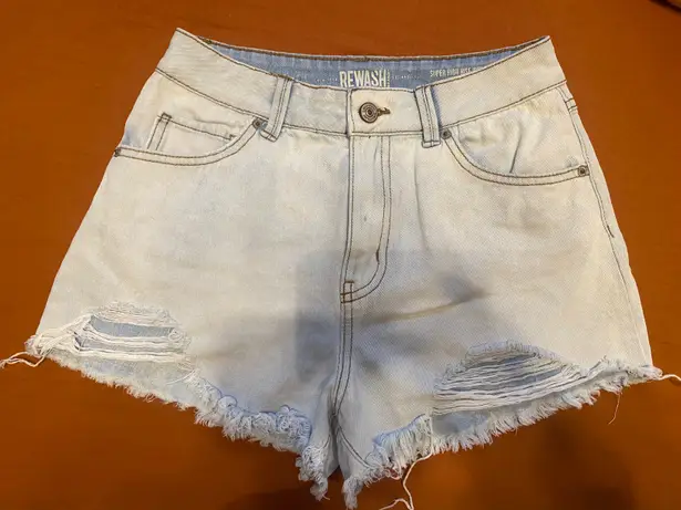 REWASH Light Wash Ripped Shorts