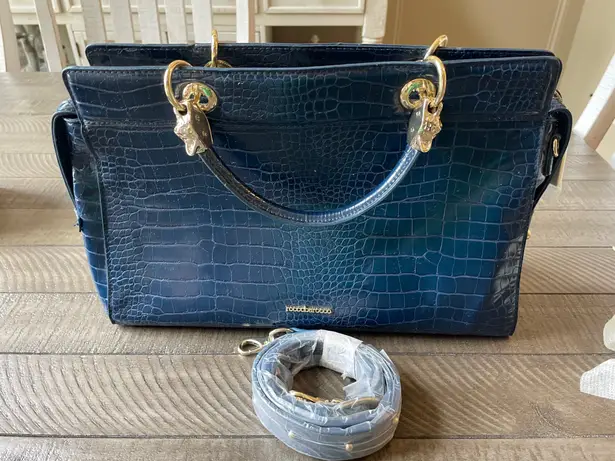 RoccoBarroco Blue Embossed Women's Bag - Excellent Condition-No stains or wear