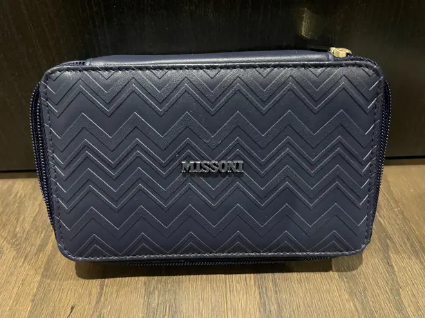 Missoni Exclusive Delta One Amenity Kit Blue Leather Travel Case Cosmetic Bag