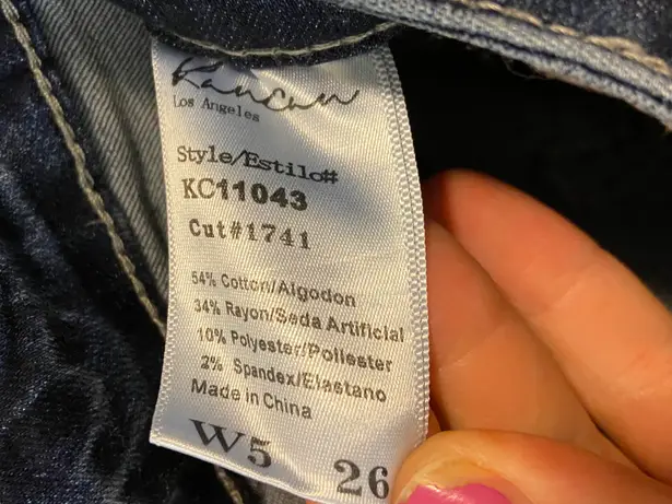 KanCan USA dark wash skinny stretch jeans with whiskering